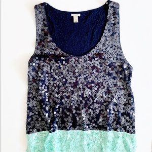 J.Crew Factory Color Block Sequin Tank